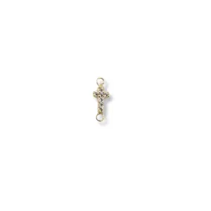 14k Gold Cross Connector With CZ Gemstones