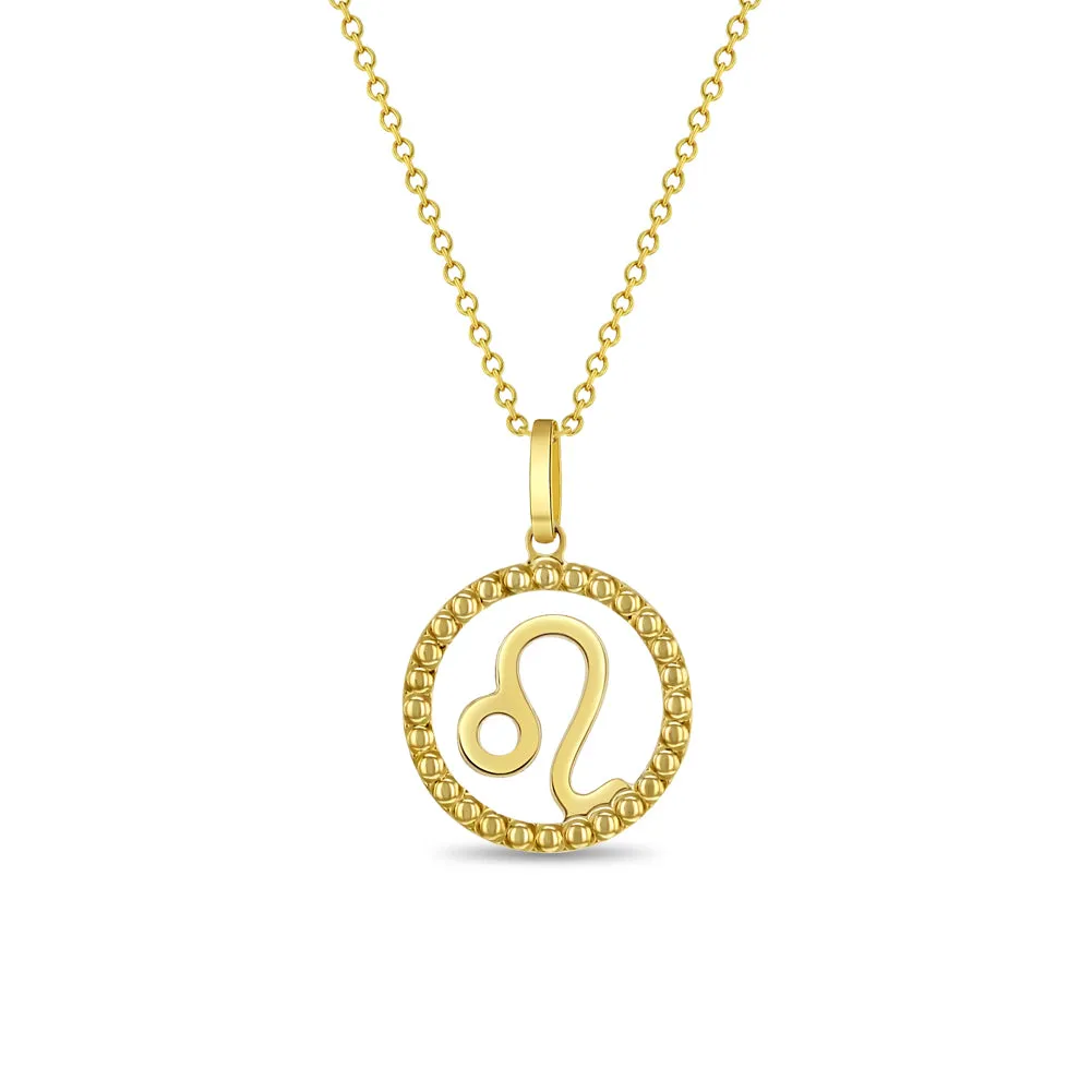 14k Gold Zodiac Coin Leo Kids / Children's / Girls Pendant/Necklace