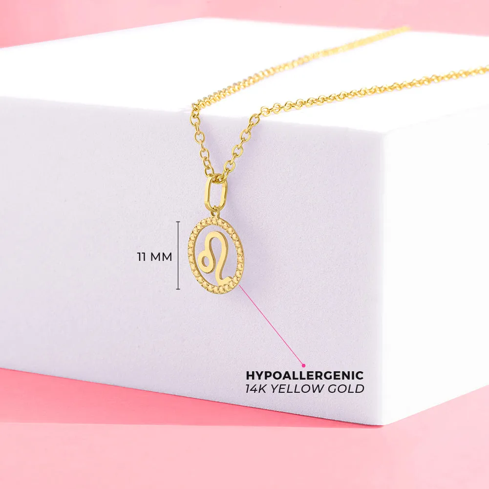 14k Gold Zodiac Coin Leo Kids / Children's / Girls Pendant/Necklace
