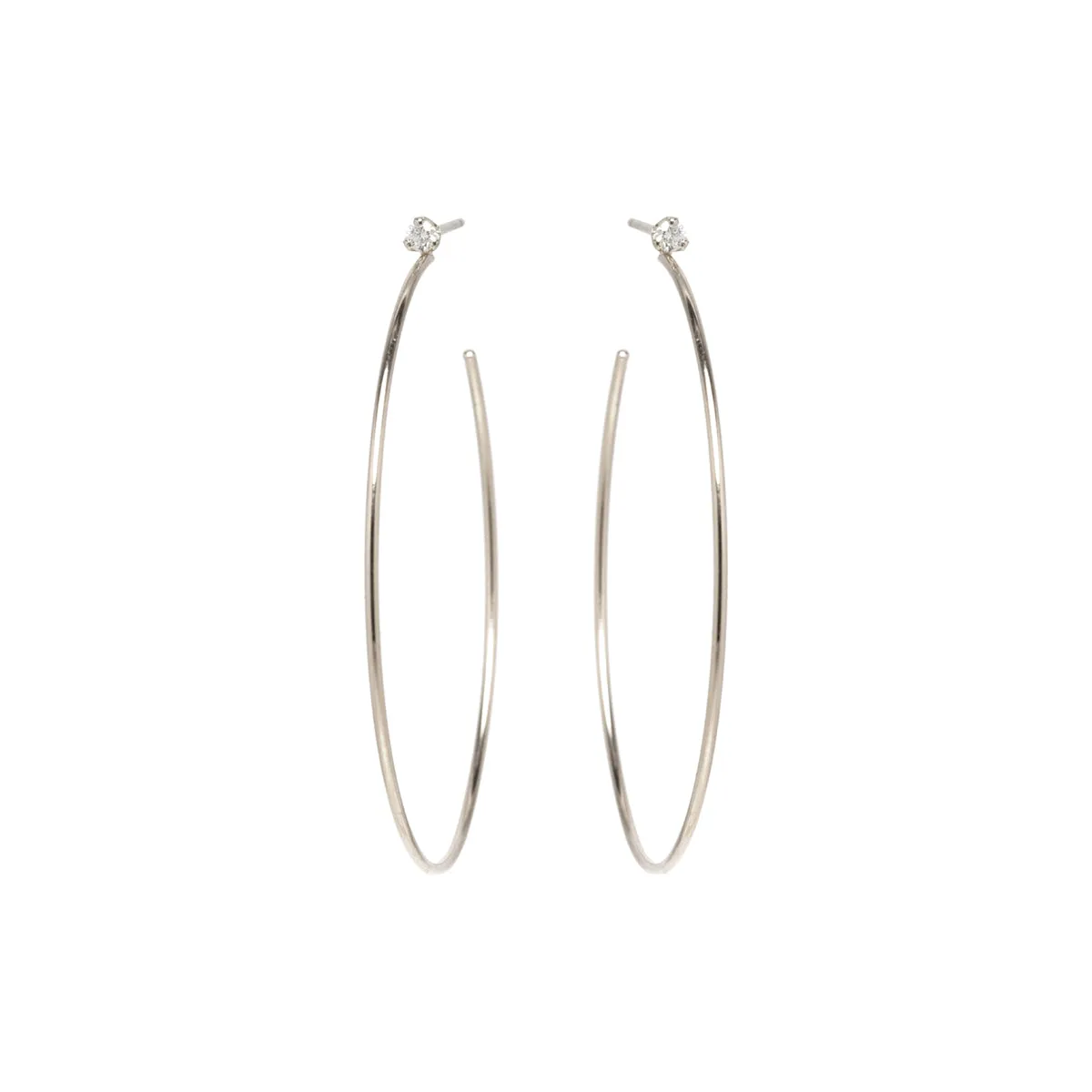 14k Large Prong Diamond Hoops