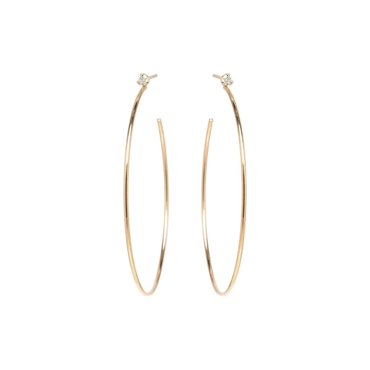 14k Large Prong Diamond Hoops