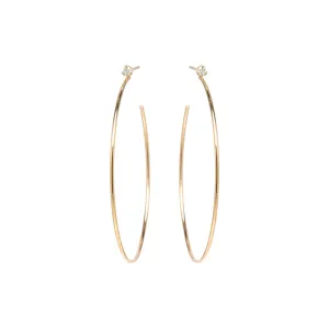 14k Large Prong Diamond Hoops