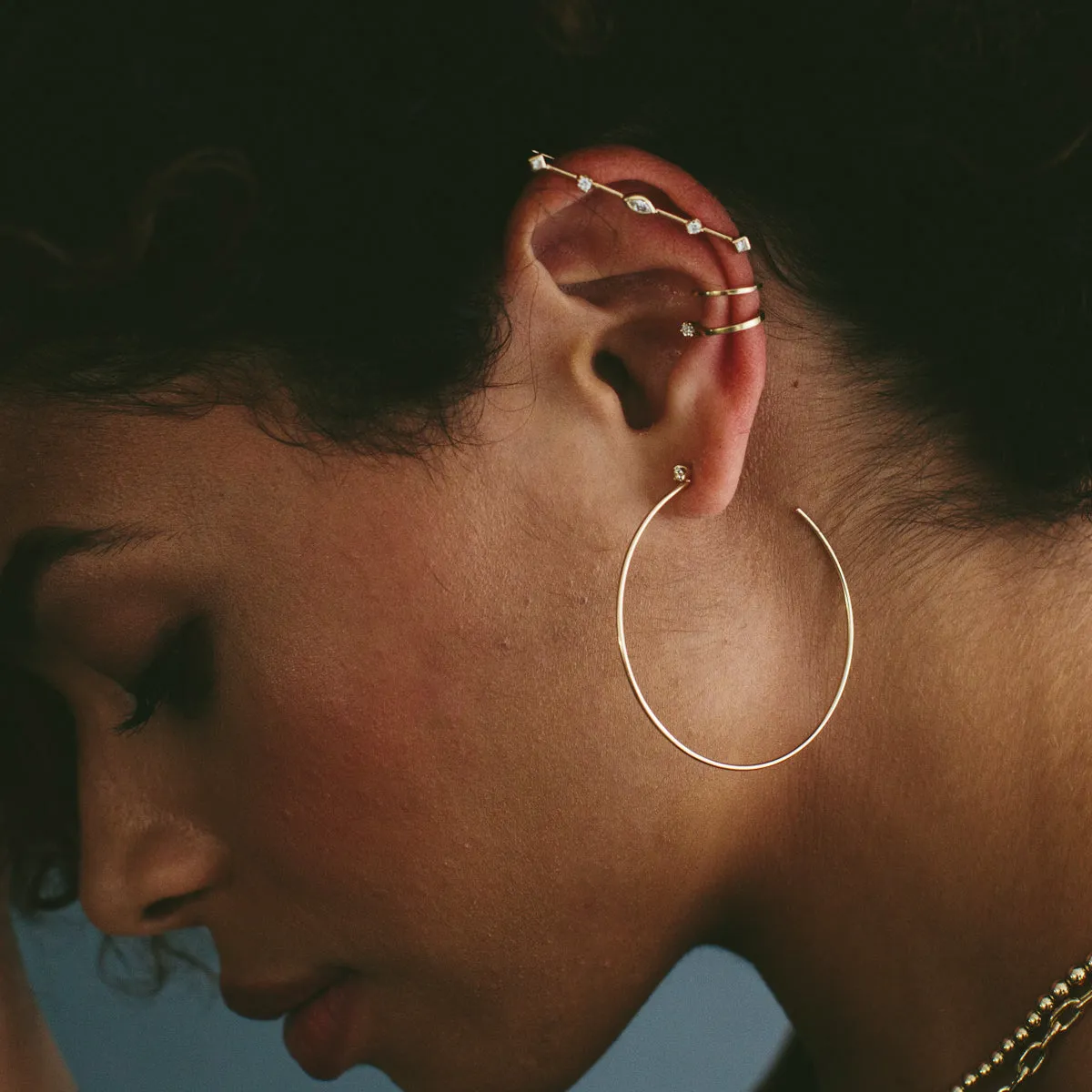14k Large Prong Diamond Hoops