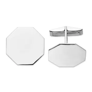 14k Real Gold WG Men's Octagonal Cuff Links
