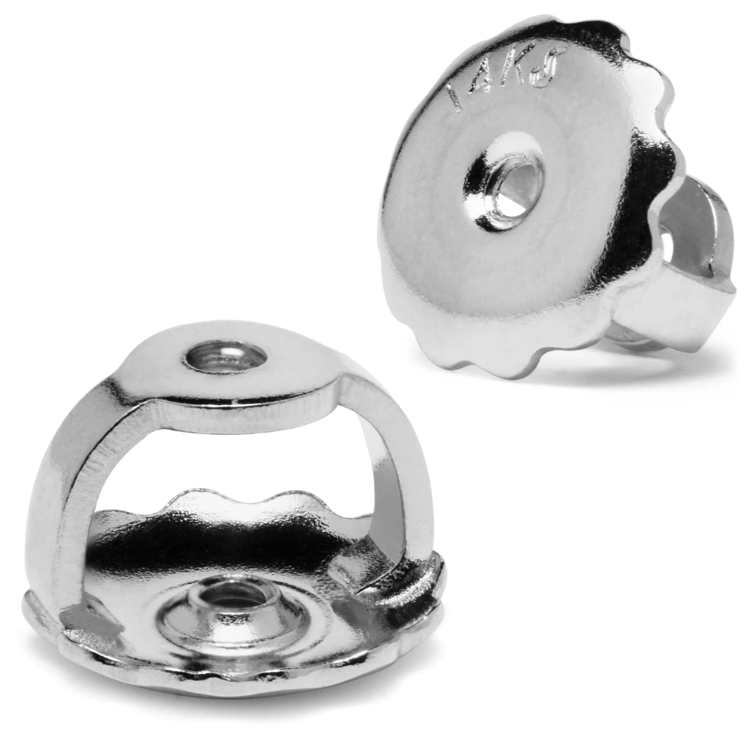 14K Solid White Gold Stud Earrings | Round Cut Cubic Zirconia | Screw Back Posts | 2.56 CTW