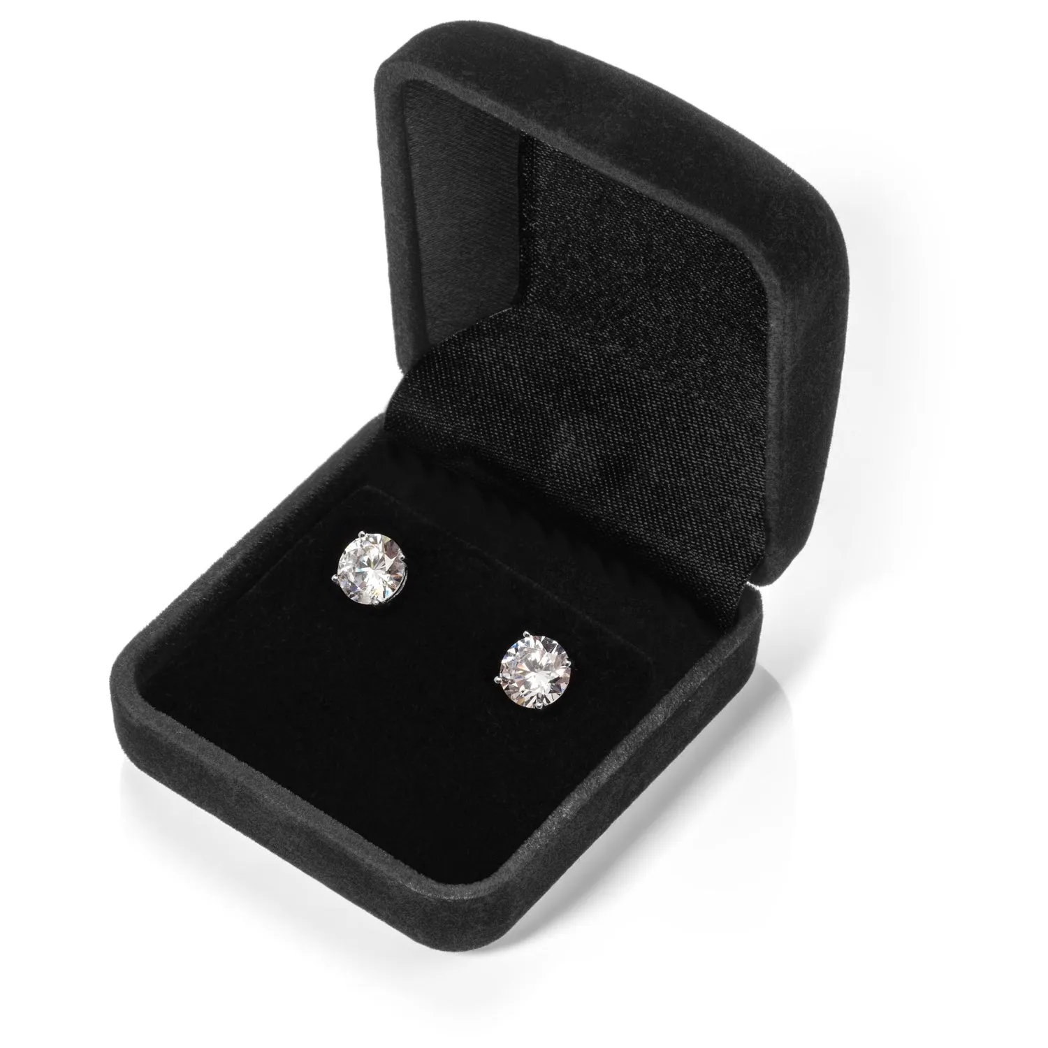 14K Solid White Gold Stud Earrings | Round Cut Cubic Zirconia | Screw Back Posts | 2.56 CTW