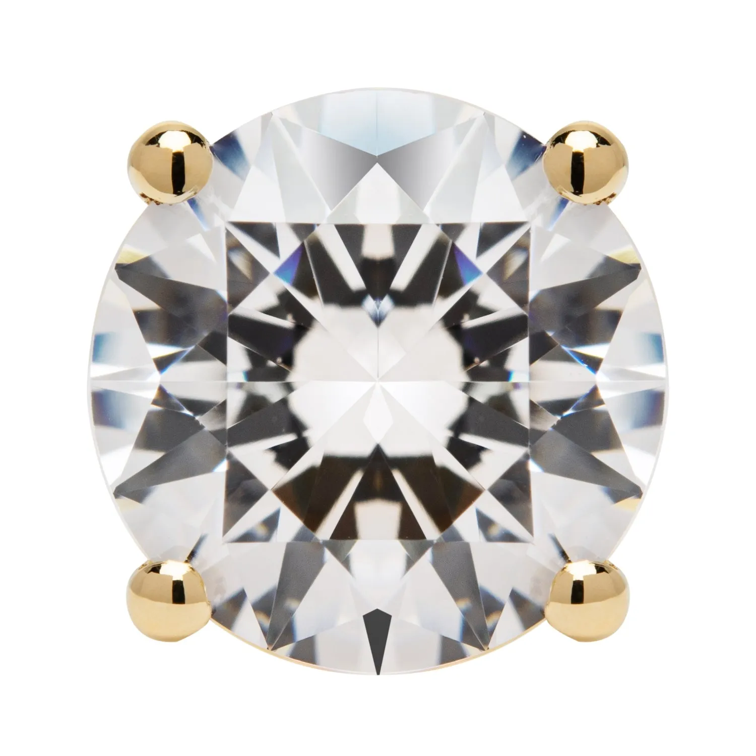 14K Solid Yellow Gold Stud Earrings | Round Cut Cubic Zirconia | Screw Back Posts | 3.34 CTW