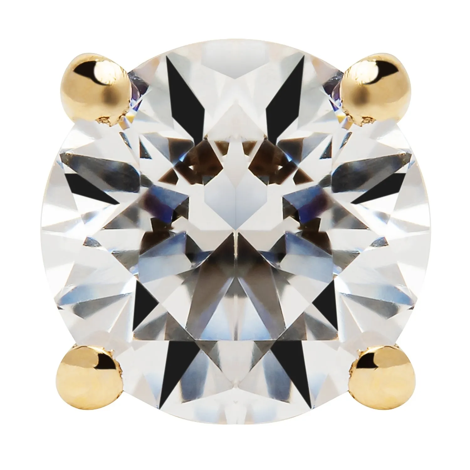 14K Solid Yellow Gold Stud Earrings | Round Cut Cubic Zirconia | Screw Back Posts | .50 CTW