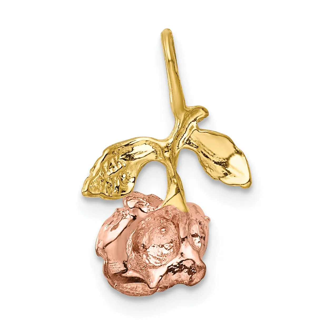 14k Tri-color Gold Open Back Textured Solid Polished Finish Rose Chain Slide. Will Not Fit Omega.