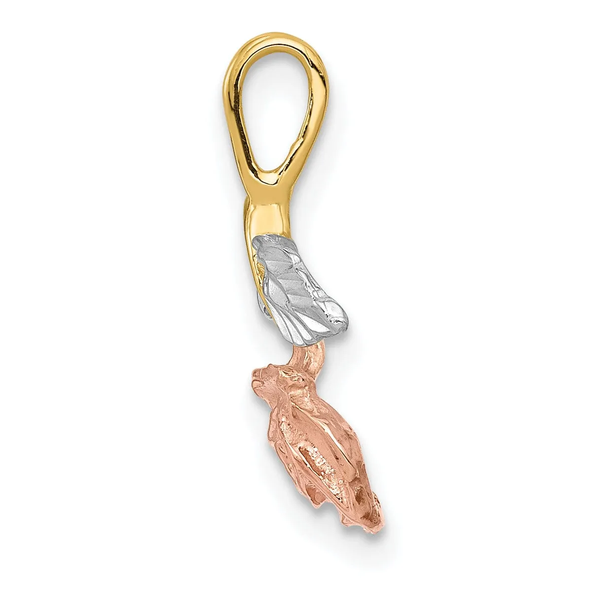 14k Tri-color Gold Open Back Textured Solid Polished Finish Rose Chain Slide. Will Not Fit Omega.