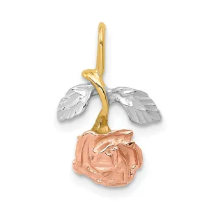 14k Tri-color Gold Open Back Textured Solid Polished Finish Rose Chain Slide. Will Not Fit Omega.