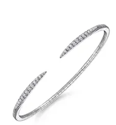 14K White Gold Split Diamond Spike Bangle