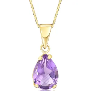 14K Yellow Gold Teardrop Amethyst  Vencie Chain 7X10mm Pendant