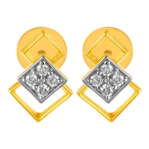 14KT (585) Yellow Gold & Diamond Overlapping Stud Earrings