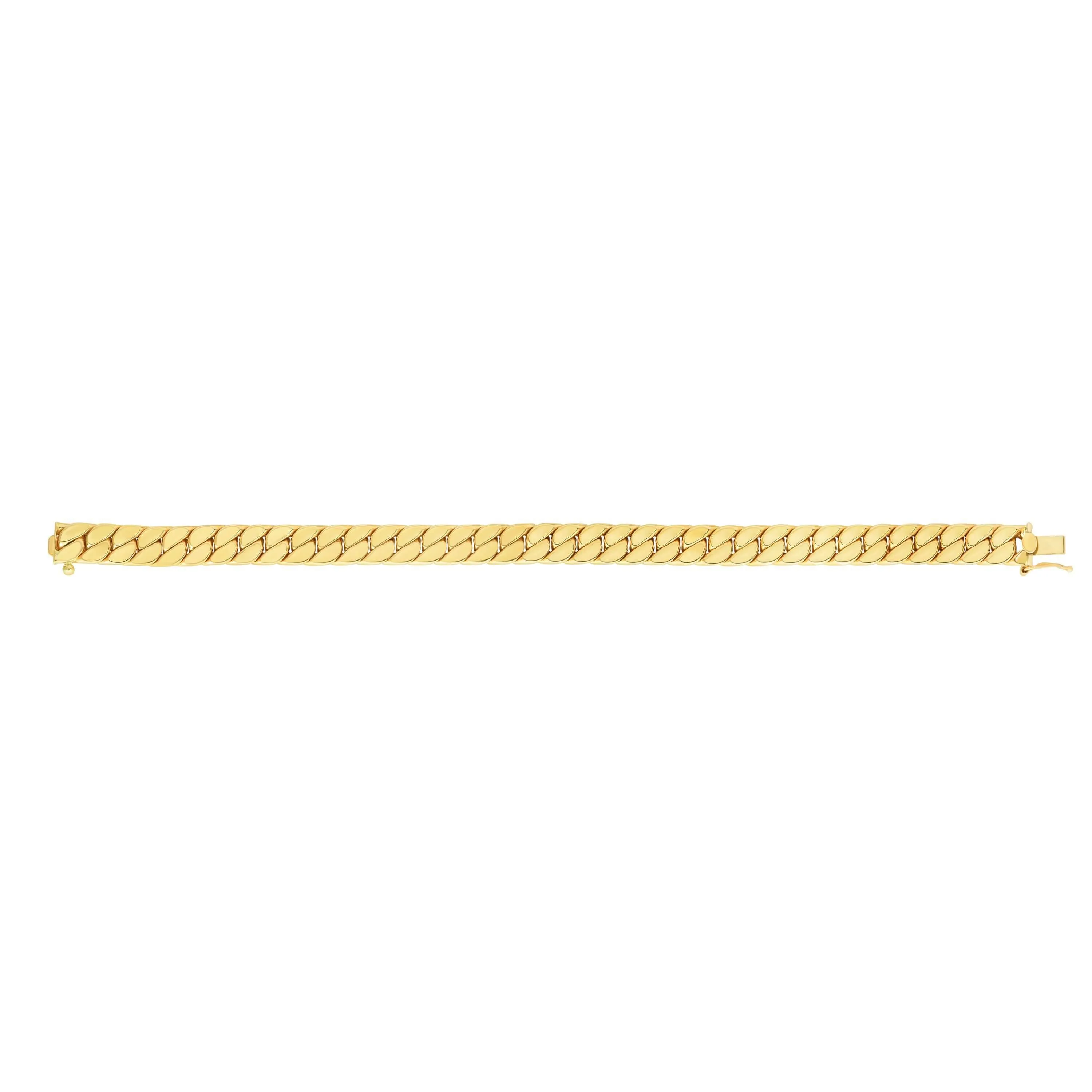 14kt Gold 8 inches Yellow Finish 8mm Polished Miami Cuban Bracelet with Box Figure 8 Clasp