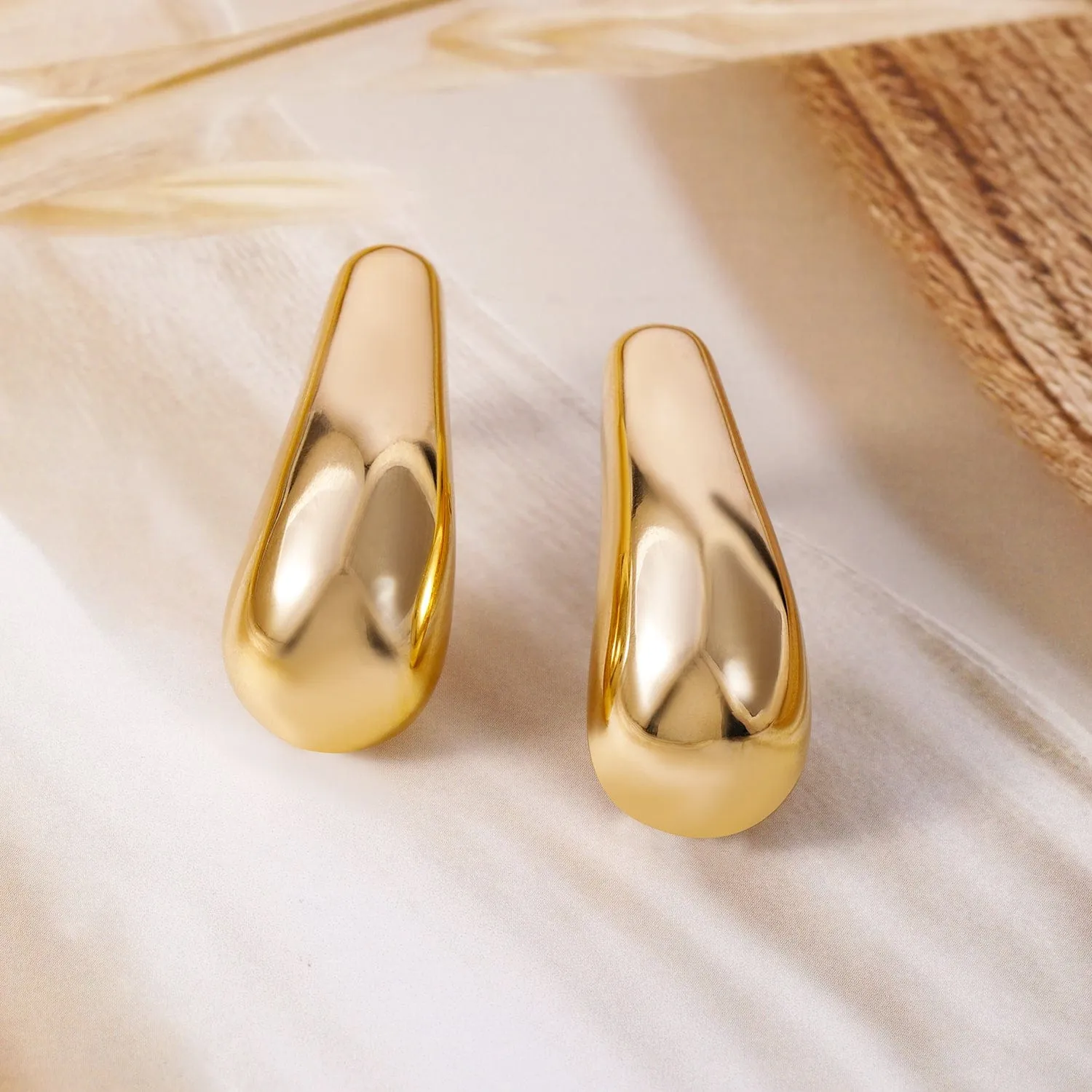 18K Gold Plated Copper Statement Stud Earrings