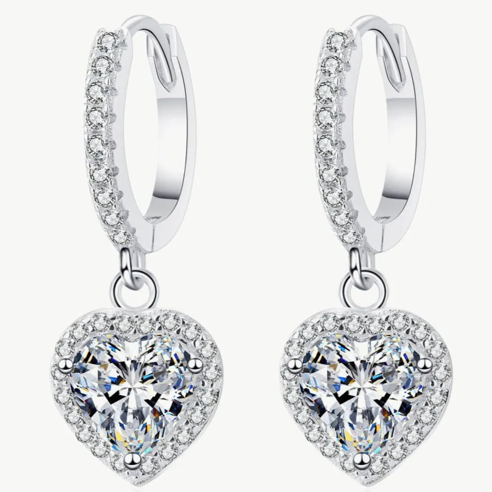 2 Carat Heart Diamond Drop Earrings