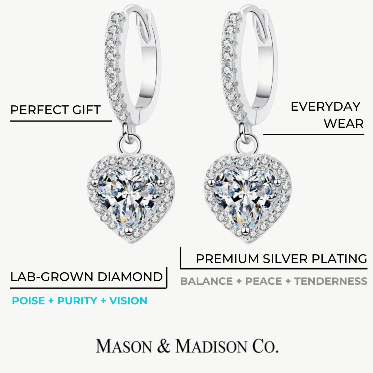 2 Carat Heart Diamond Drop Earrings