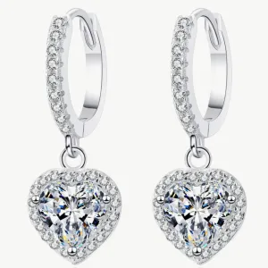 2 Carat Heart Diamond Drop Earrings