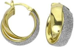 925 Sterling Silver Gold Plated Sparkle Fancy Criss Religious Faith Cross Hoop Earrings-Hoop Earring for Women