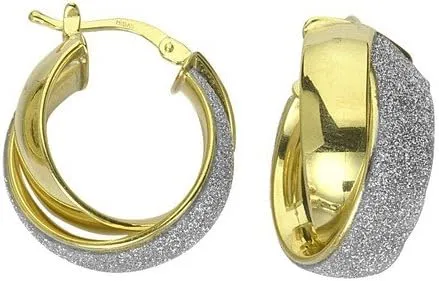 925 Sterling Silver Gold Plated Sparkle Fancy Criss Religious Faith Cross Hoop Earrings-Hoop Earring for Women