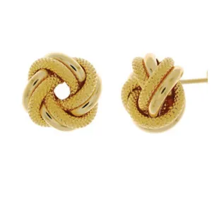 9ct Yellow Gold Fancy Love Knot Stud Earrings
