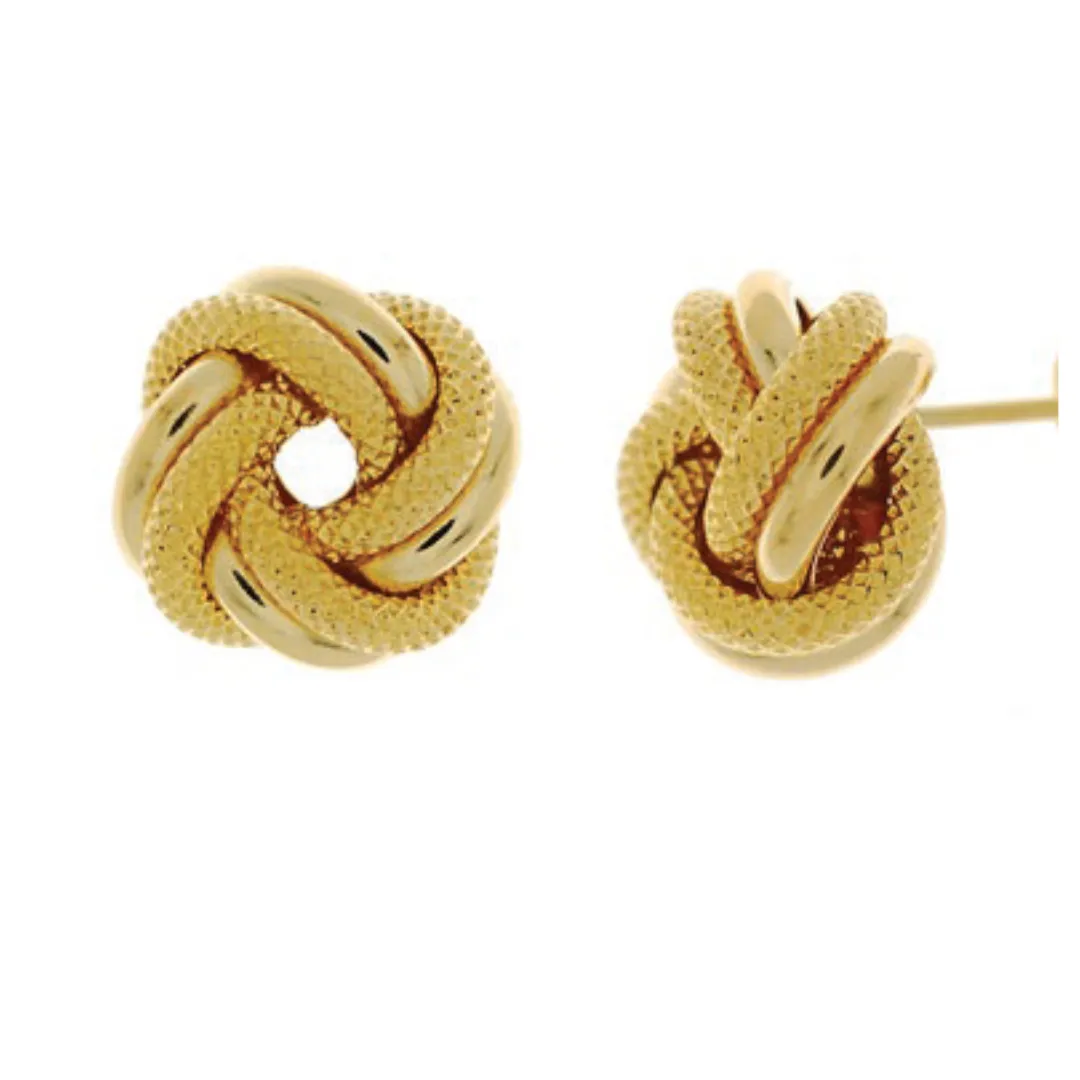 9ct Yellow Gold Fancy Love Knot Stud Earrings