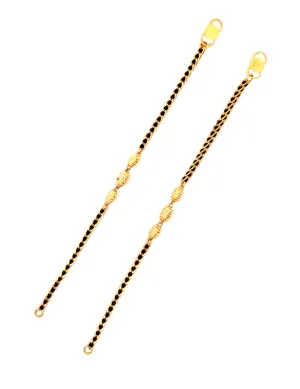 A Pair of Black-Beads Kids Gold Bracelet - 22 Kt
