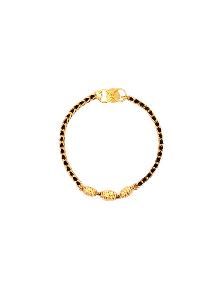 A Pair of Black-Beads Kids Gold Bracelet - 22 Kt