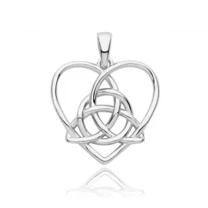 Acotis Silver Pendant Rhodium Plated Celtic Heart G61127