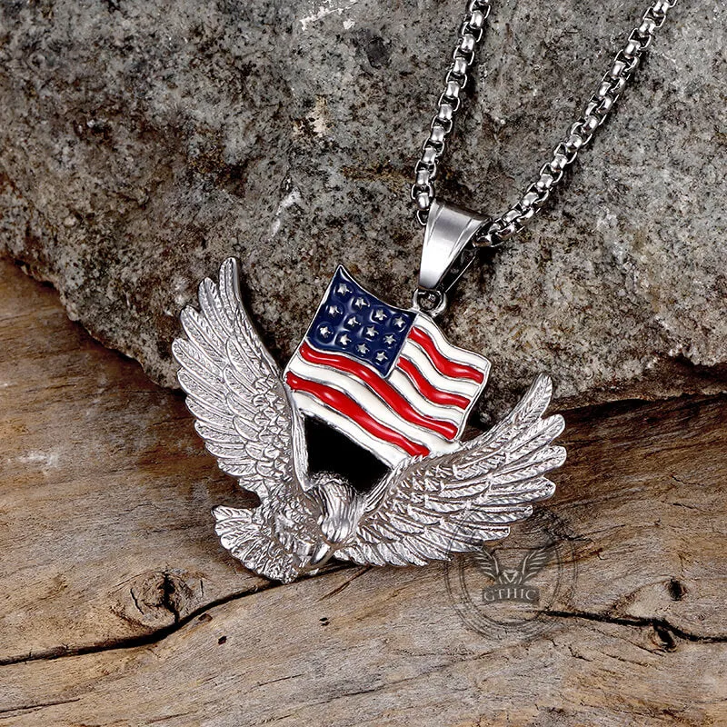 American Flag Eagle Stainless Steel Pendant