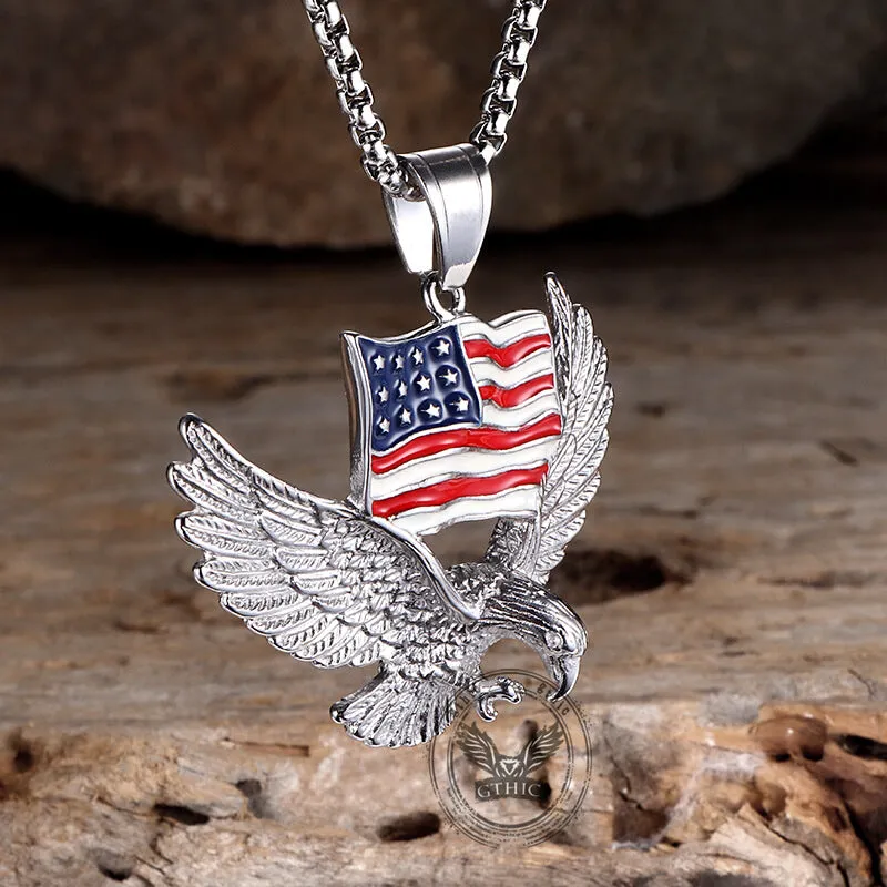 American Flag Eagle Stainless Steel Pendant
