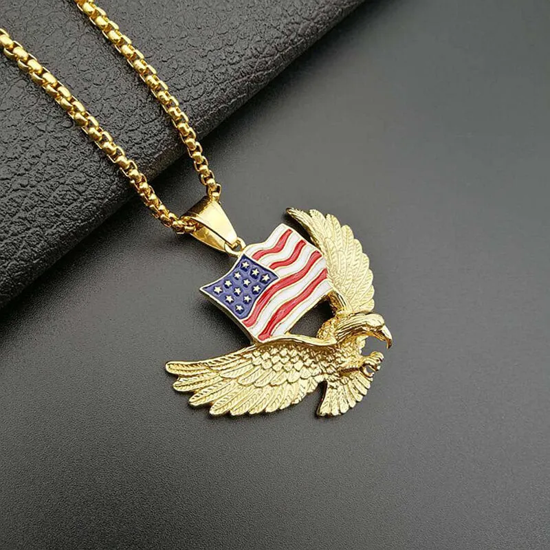 American Flag Eagle Stainless Steel Pendant