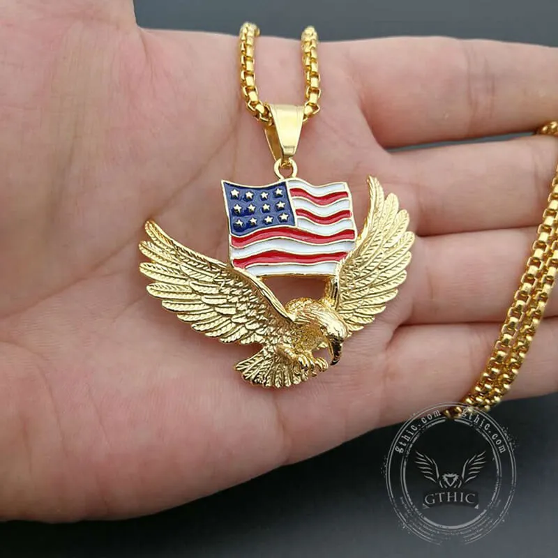 American Flag Eagle Stainless Steel Pendant