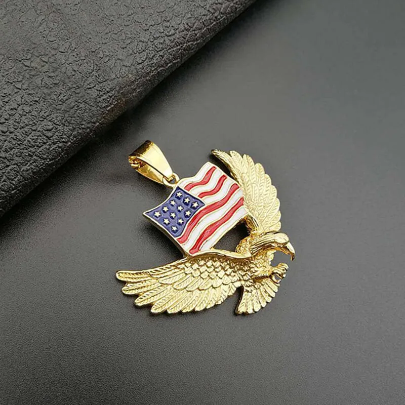 American Flag Eagle Stainless Steel Pendant