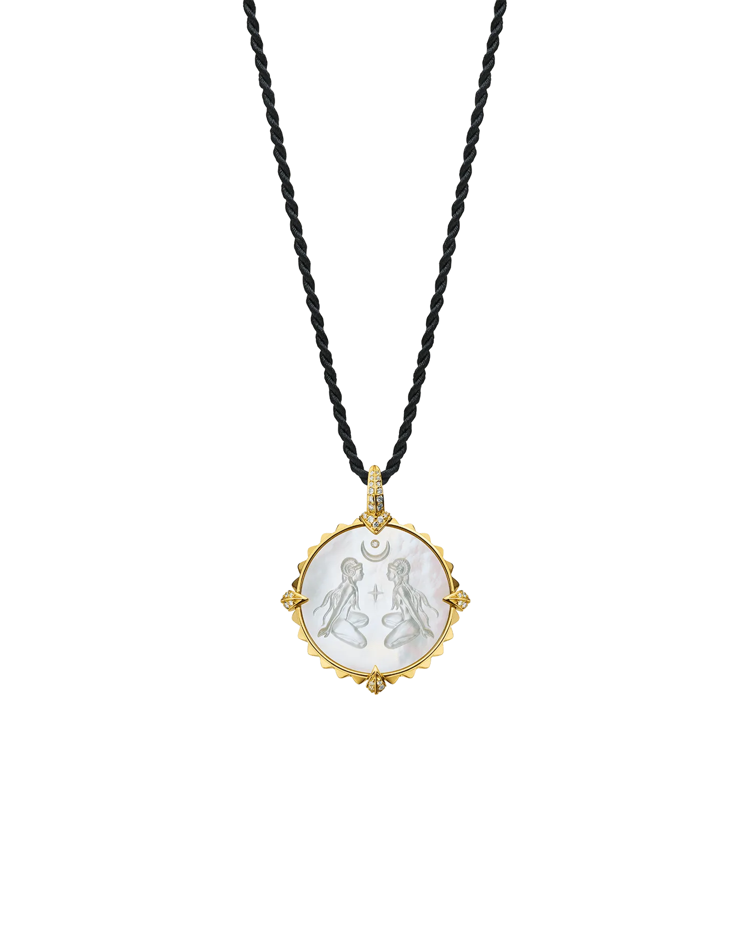 Aries Coin Charm | Mother of Pearl, Diamonds, and Yellow Gold