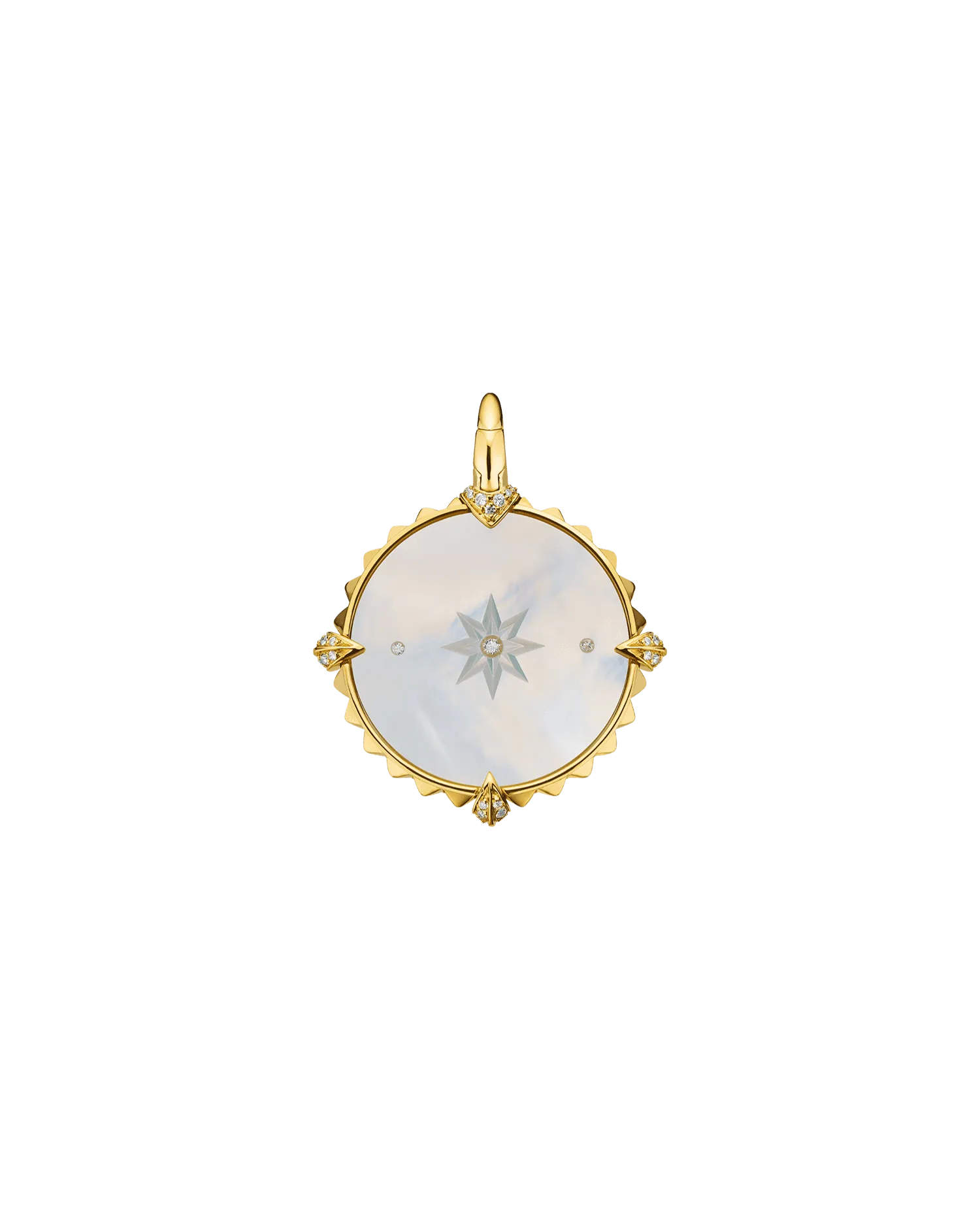 Aries Coin Charm | Mother of Pearl, Diamonds, and Yellow Gold