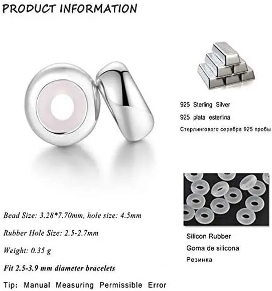 ARTCHARM .Sold 925 Sterling Silver Rubber Charm Stopper Spacer Bead for Charm Bracelets