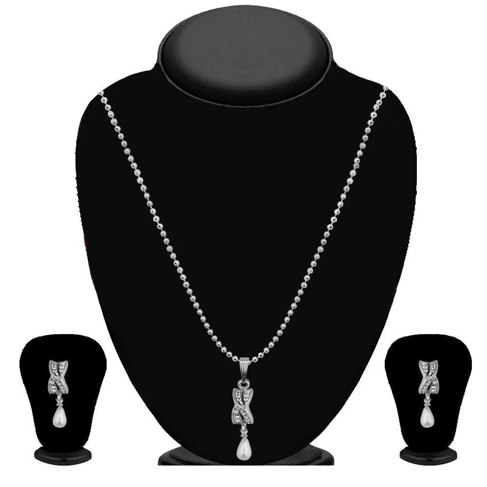 Bhavi Jewels Silver Plated Austrian Stone Pendant Set