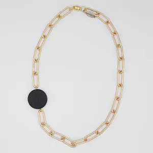 Black Single Bead Chain Statement Necklace