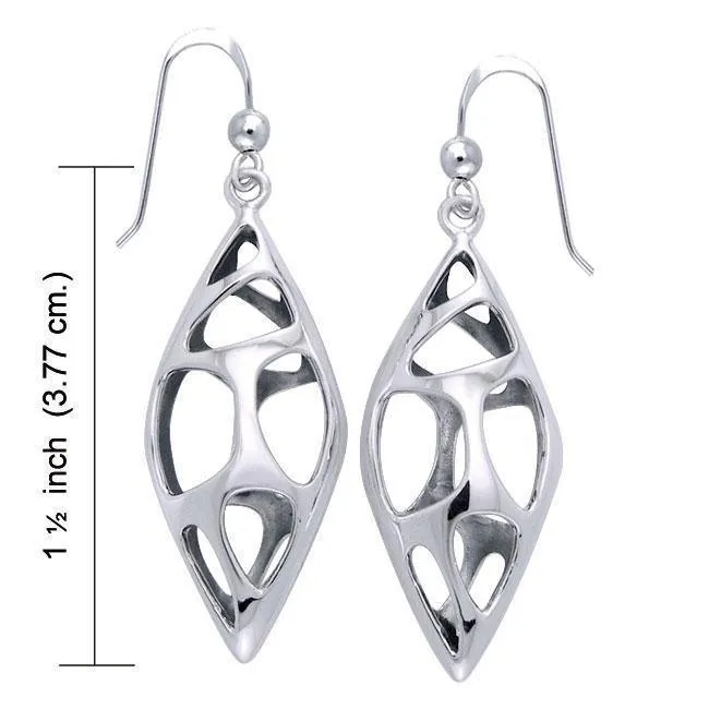 Bold Filigree Long Silver Earrings TER1224