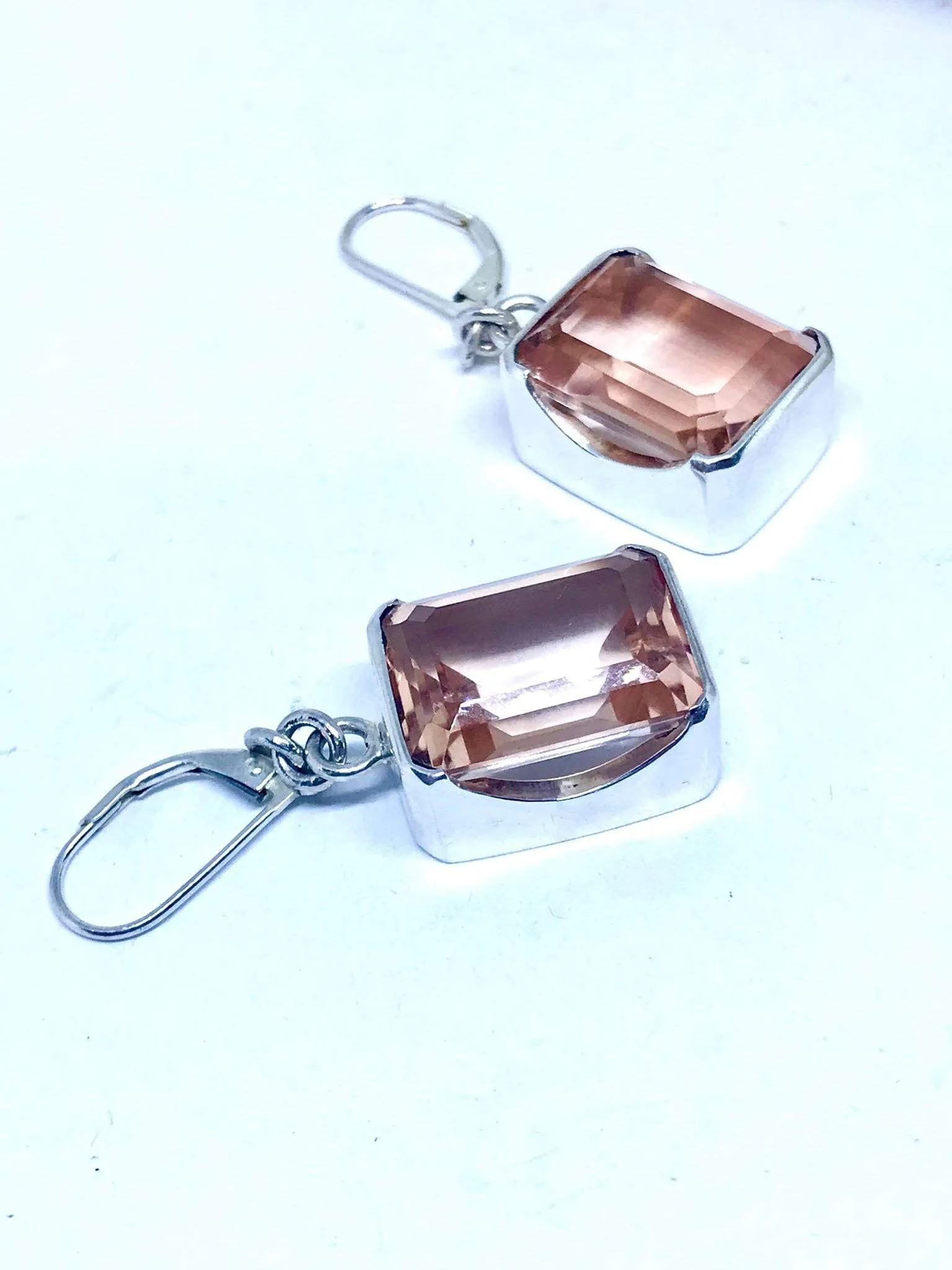Bold Morganite Quartz Earrings