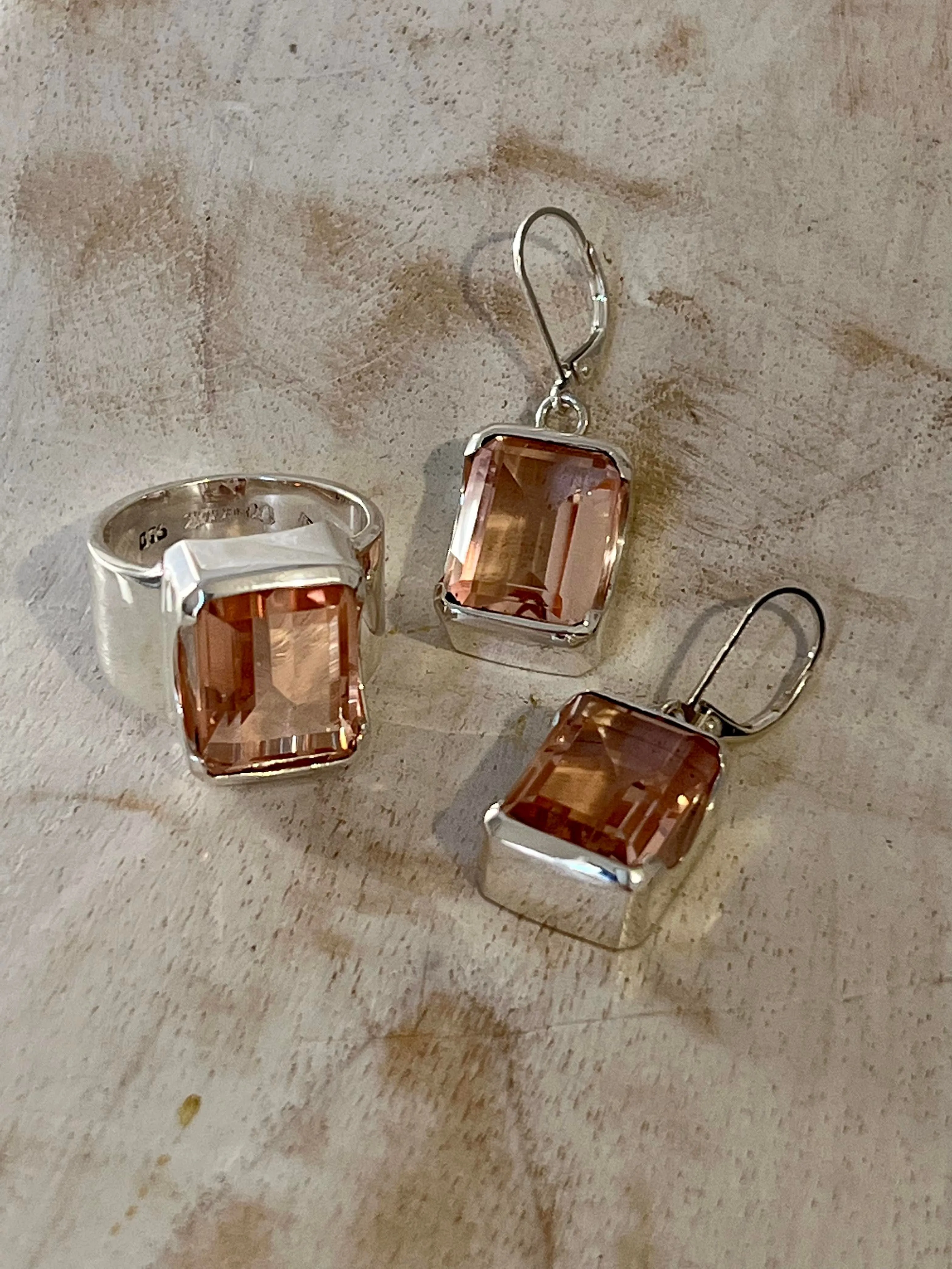 Bold Morganite Quartz Earrings