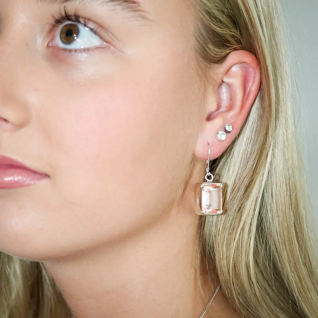 Bold Morganite Quartz Earrings