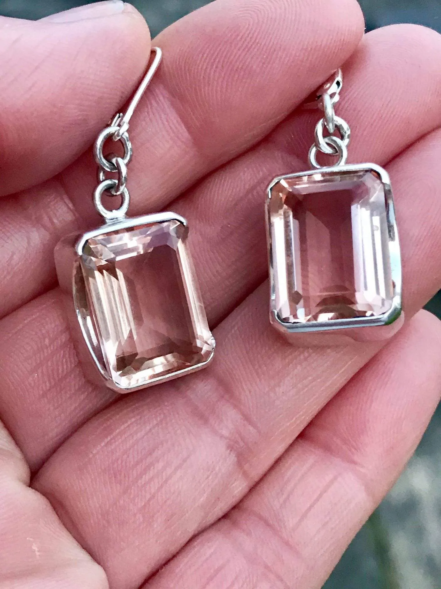 Bold Morganite Quartz Earrings