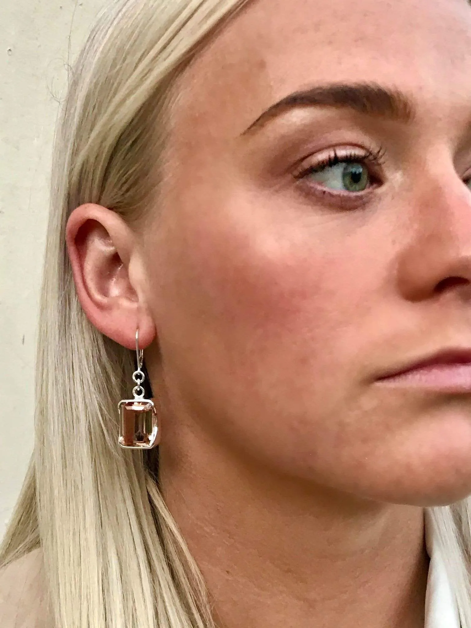 Bold Morganite Quartz Earrings