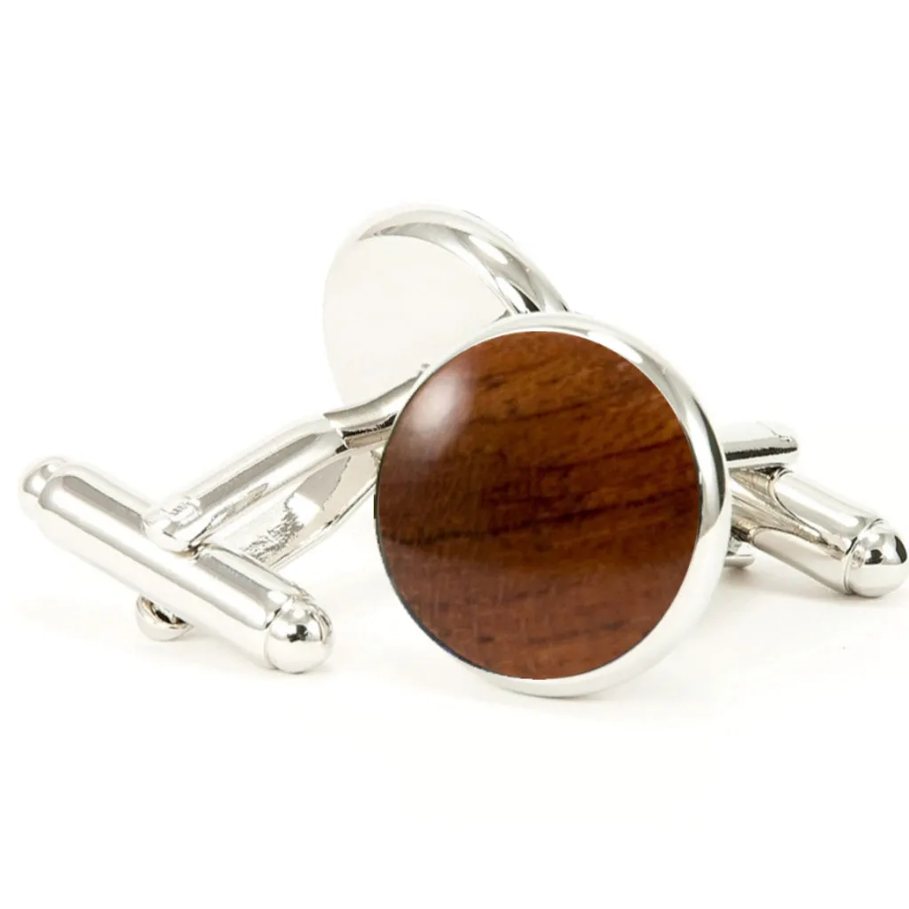 Bubinga Wood and Silver Cufflinks