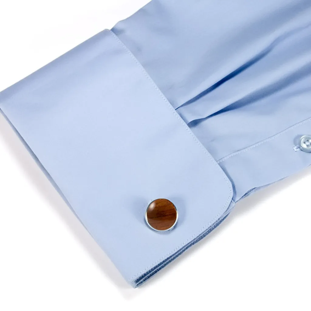 Bubinga Wood and Silver Cufflinks