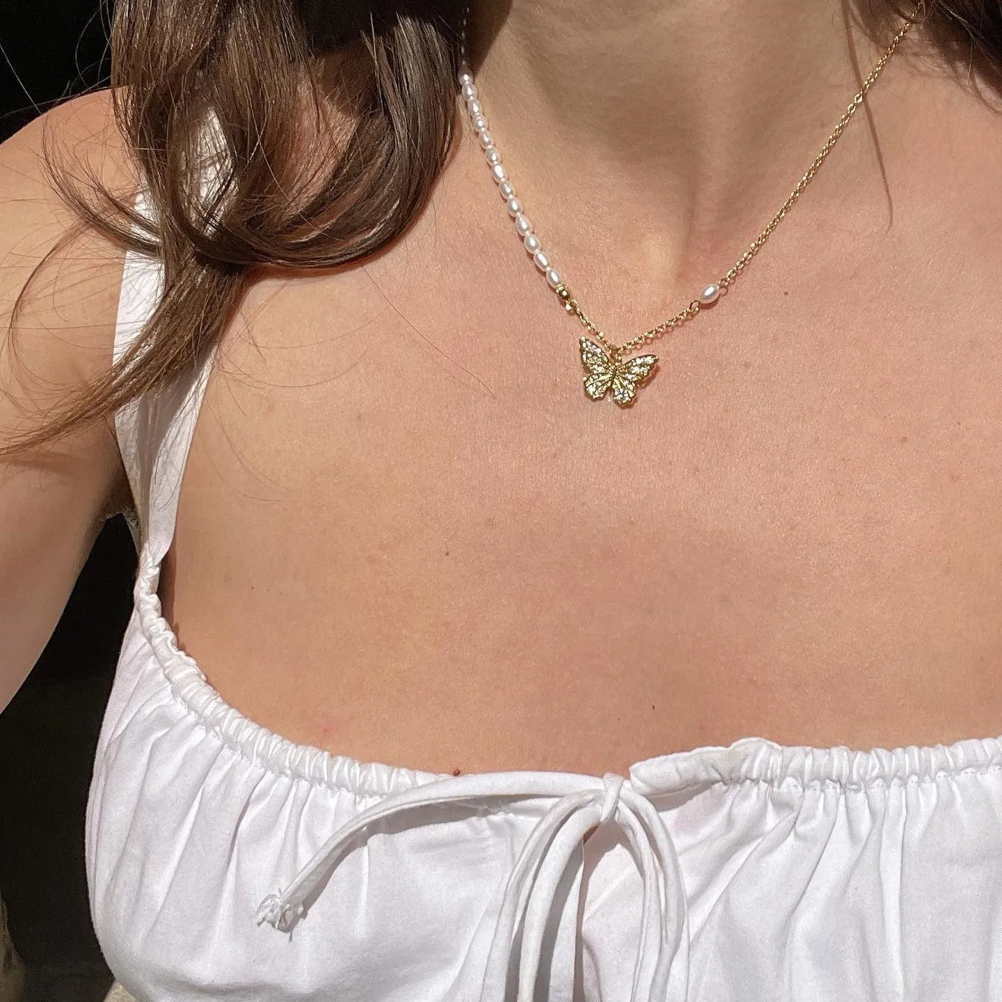 Butterfly Pearl Necklace