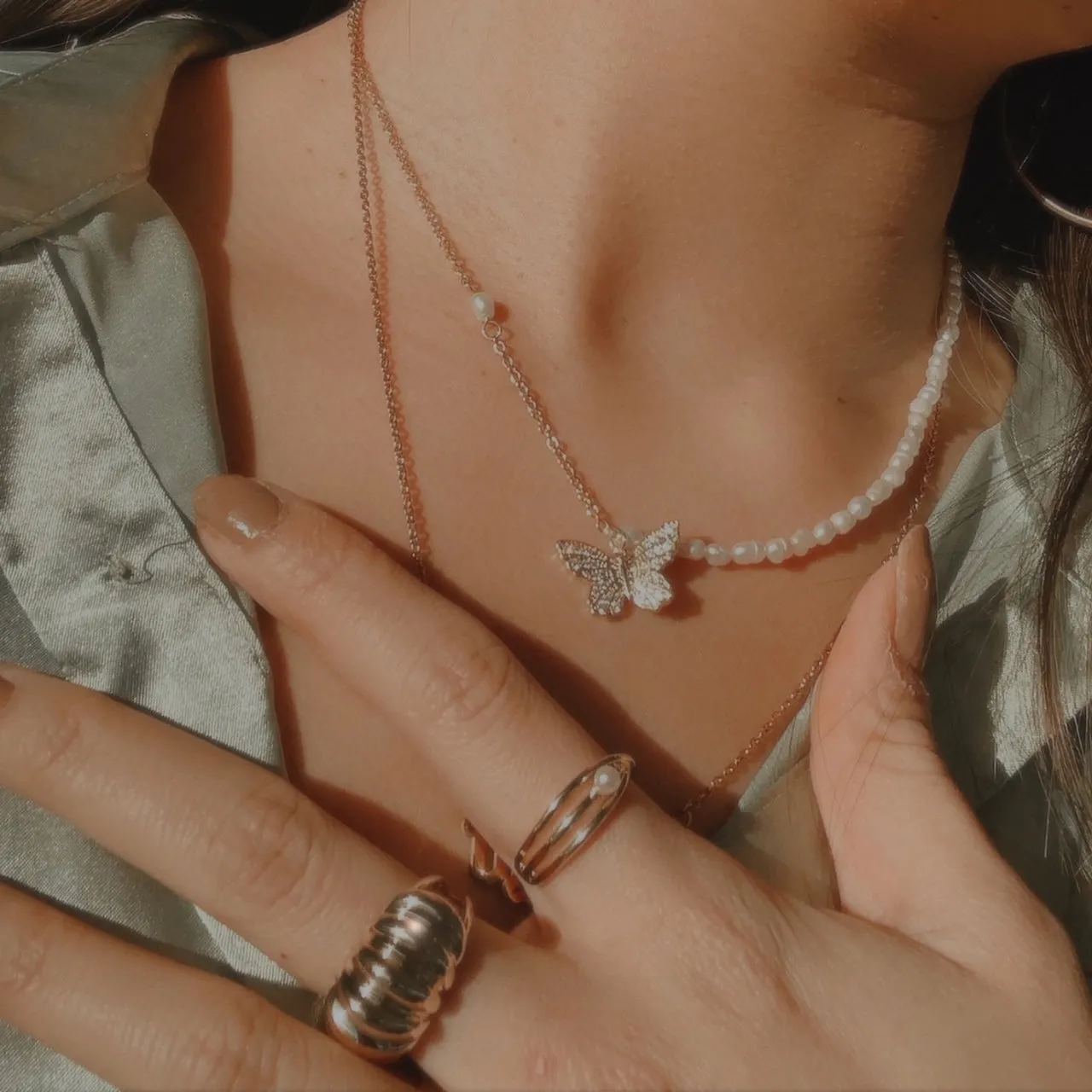 Butterfly Pearl Necklace